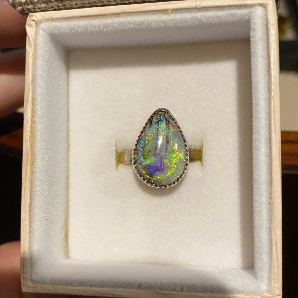 Dea Dia Custom Opal Ring with Sterling Silver Band
